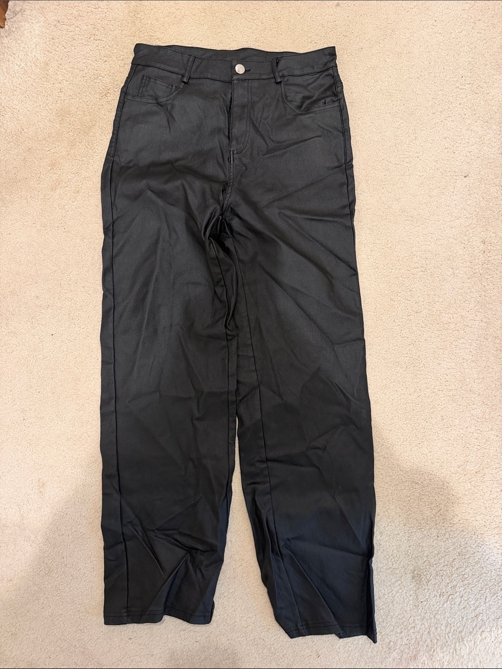 Women’s Black Straight-Leg leather Pants
